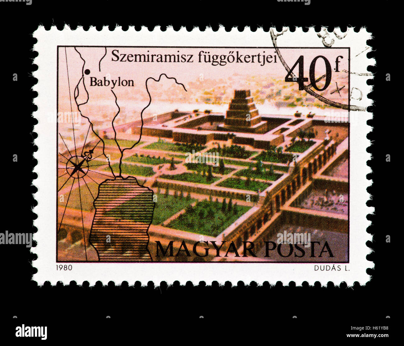 Timbre-poste de Hongrie illustrant les Jardins de Babylone (merveille du  monde Photo Stock - Alamy