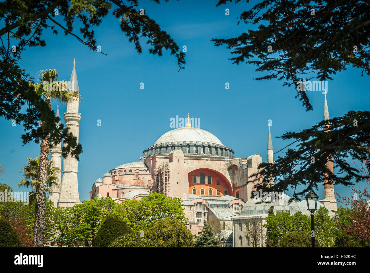 Le musée Sainte-Sophie, Istanbul, Turquie. L'extérieur de la mosquée Sainte-Sophie à Istanbul, Turquie Banque D'Images