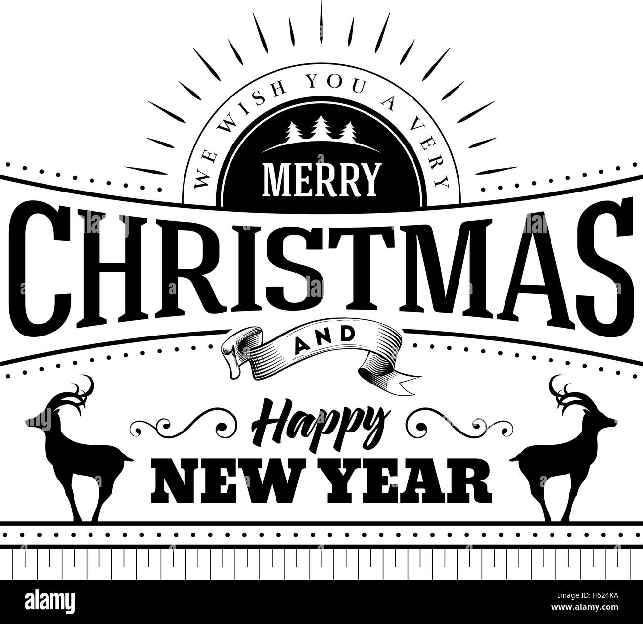 Vector Joyeux Noël et Bonne Année design typographique. Illustration de Vecteur