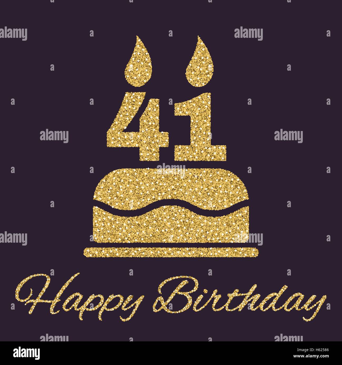 Le Gateau D Anniversaire Avec Des Bougies Sous La Forme De L Icone Numero 41 Symbole D Anniversaire Des Etincelles D Or Et Des Paillettes Image Vectorielle Stock Alamy
