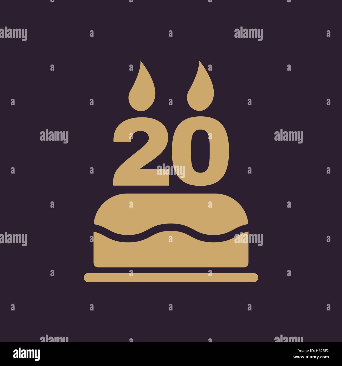 Le gâteau d'anniversaire avec des bougies sous la forme de l'icône numéro 20. Symbole d'anniversaire. Télévision Illustration de Vecteur