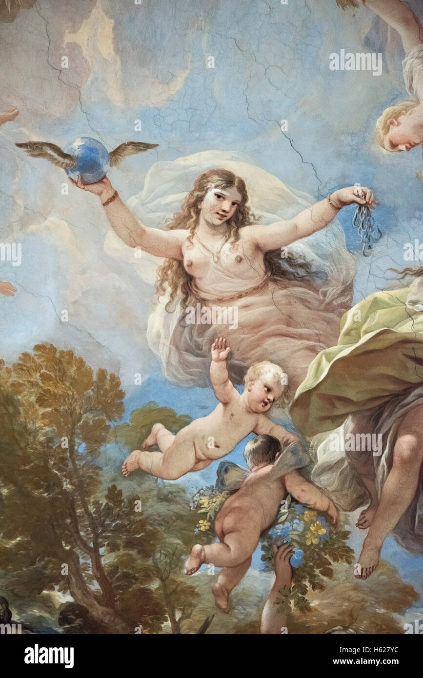 Florence. L'Italie. Scène mythologique, détail, fresque, 1685 par Luca Giordano (1634-1705), le Palazzo Medici Riccardi. Banque D'Images