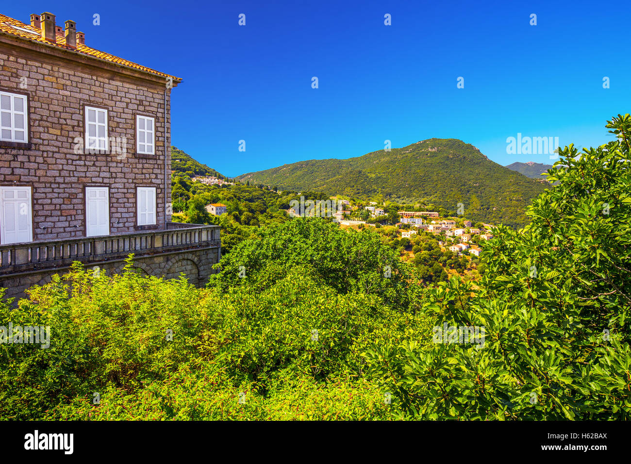 Vieux Centre-ville de la ville de Sartene, Corse, France, Europe. Banque D'Images