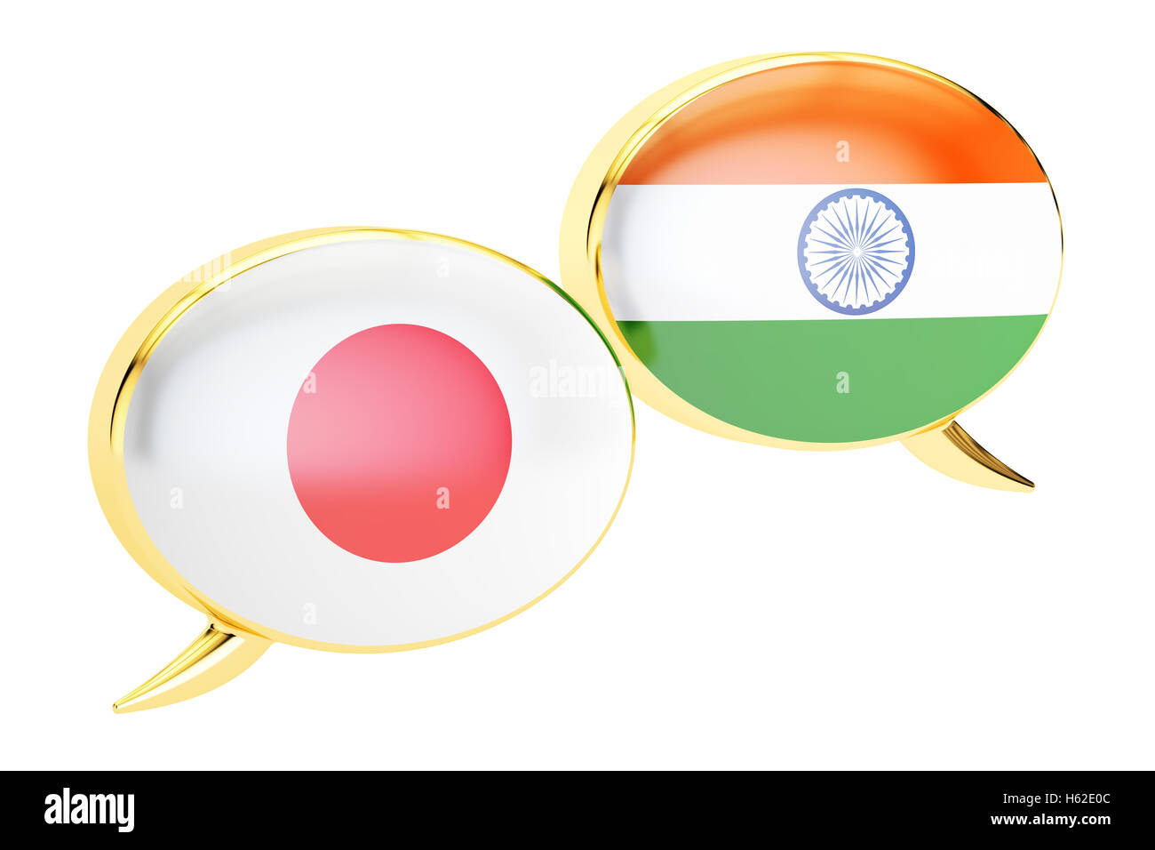 Les bulles, Japanese-Indian concept de traduction. Le rendu 3D Banque D'Images