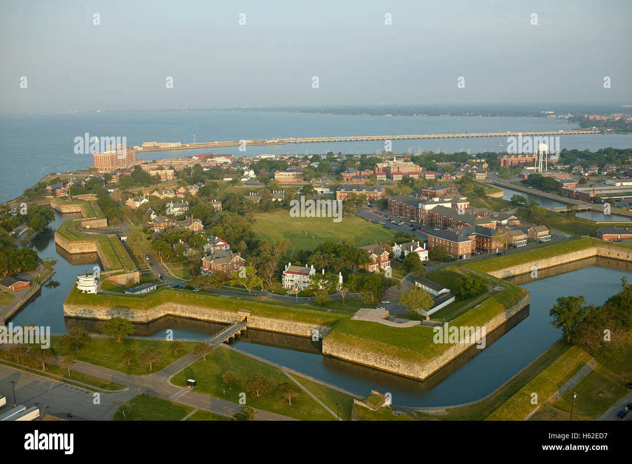 USA, Virginie, photographie aérienne de Fort Monroe à Hampton Banque D'Images