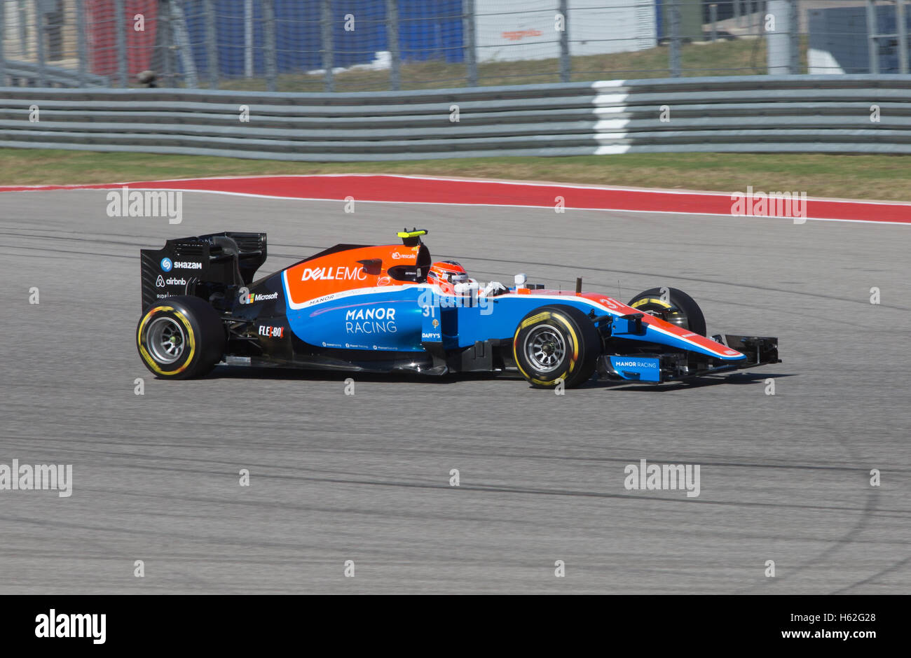 Austin, Texas, États-Unis. 22 octobre, 2016. Esteban Ocon # 31 est en concurrence au cours de 2016 des États-Unis de Formule 1 course de qualification du Grand Prix de deux jours sur le circuit des Amériques le 22 octobre 2016 à Austin, Texas : Crédit Photo l'accès/Alamy Live News Banque D'Images