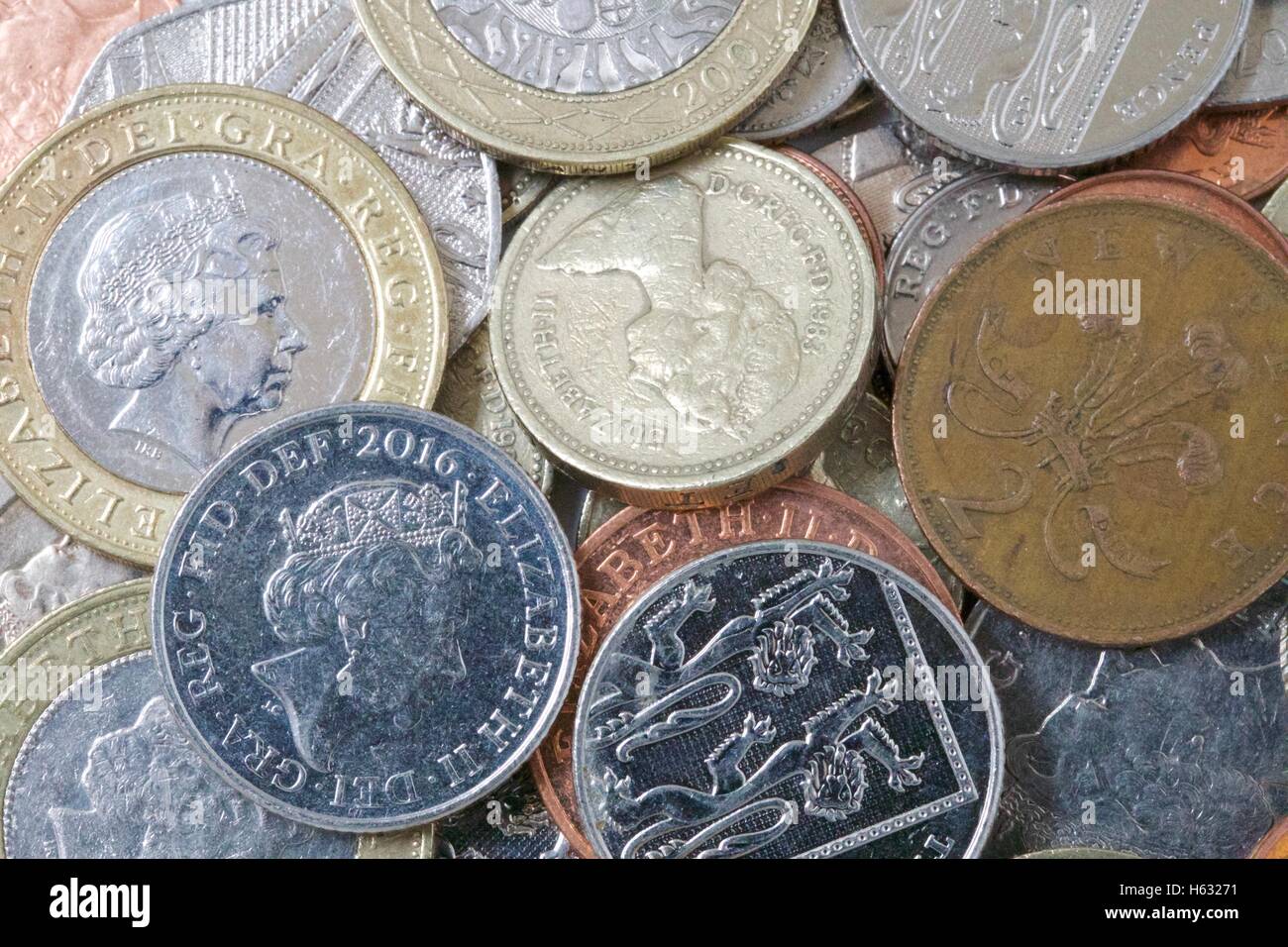 British coins français sterling. Banque D'Images