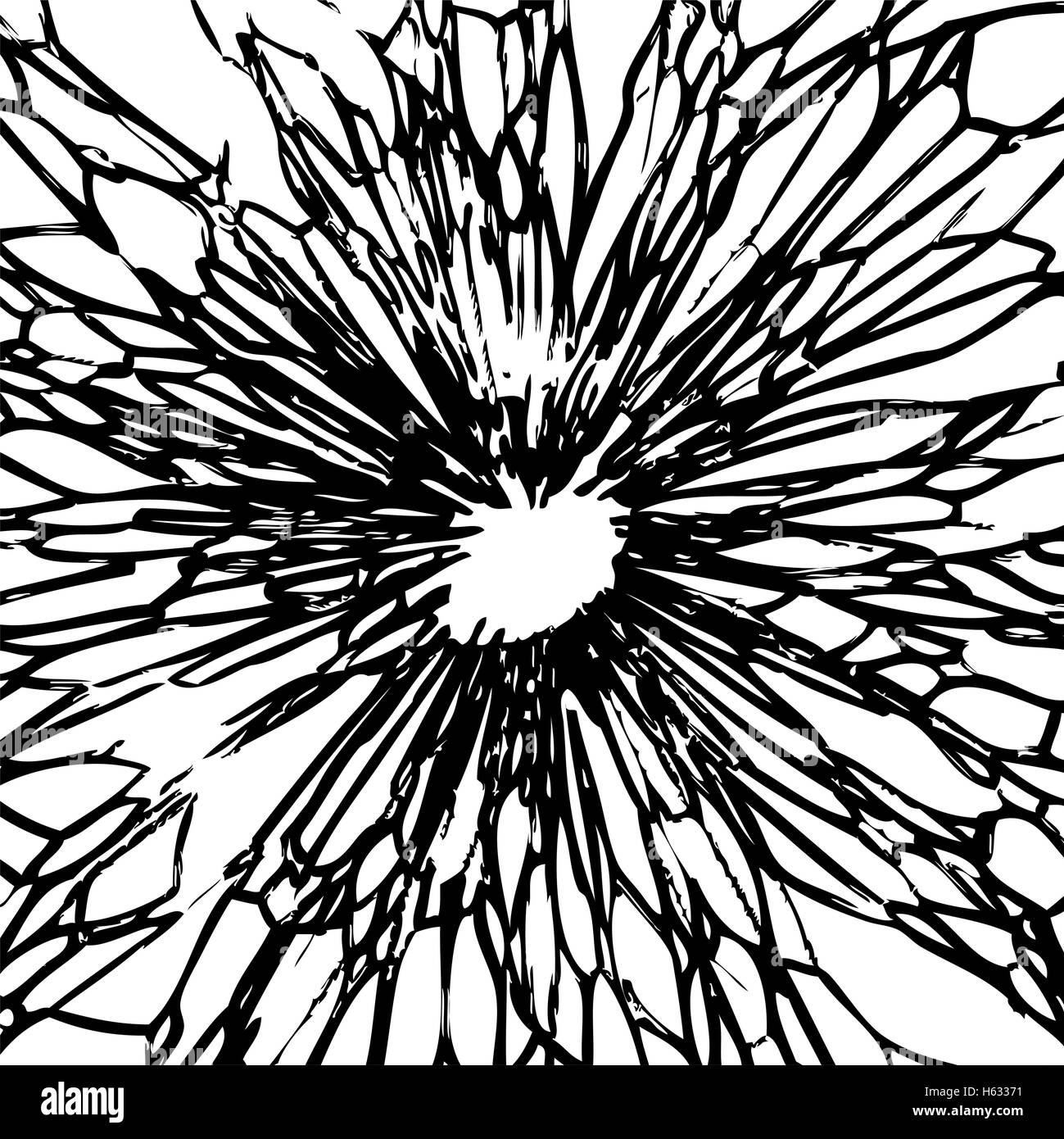 Vector fond noir et blanc de pare-brise cassé du verre comme concept de destruction Illustration de Vecteur
