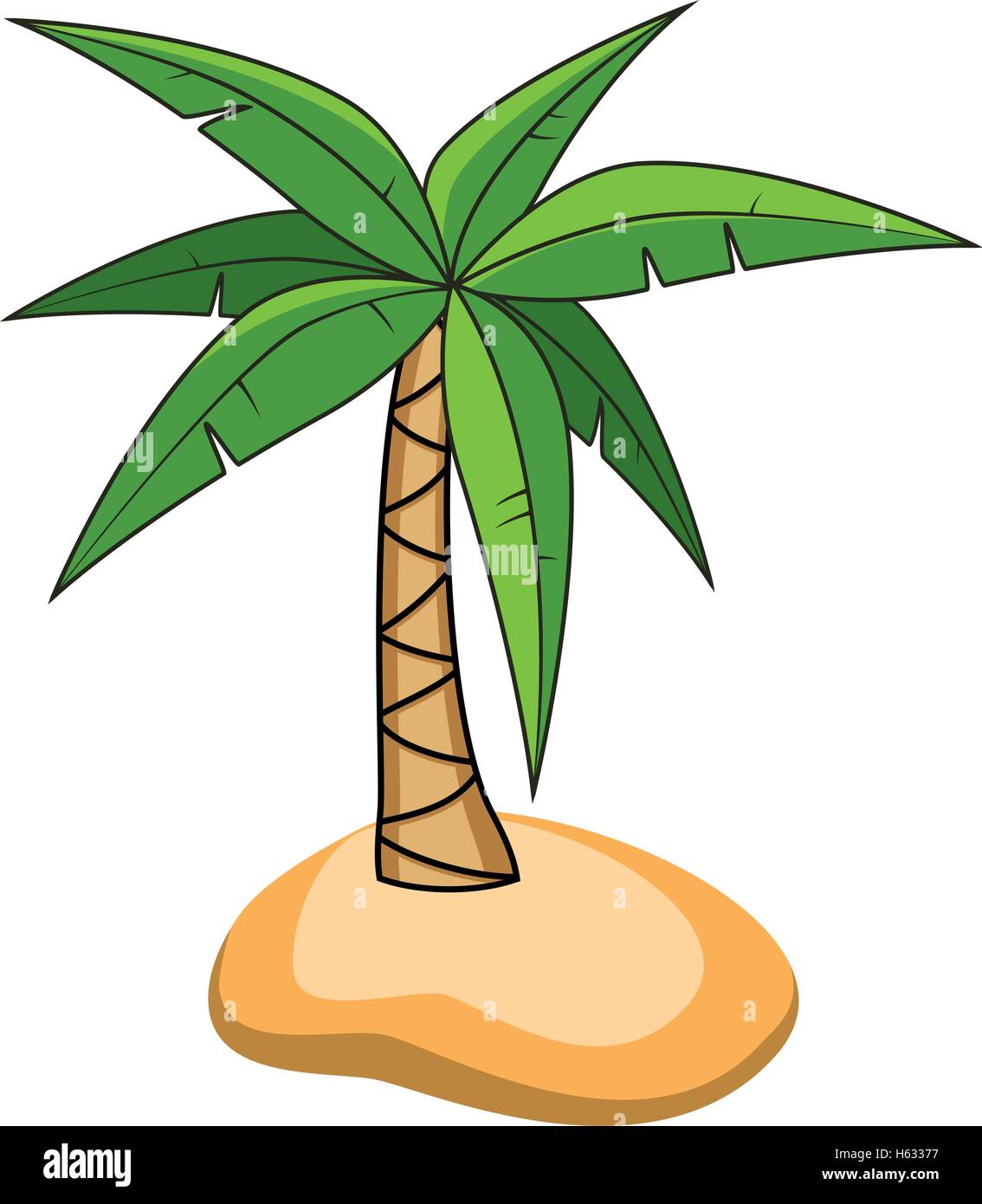 Vector cartoon de palmier sur une petite île pour les voyages d'artifices Illustration de Vecteur