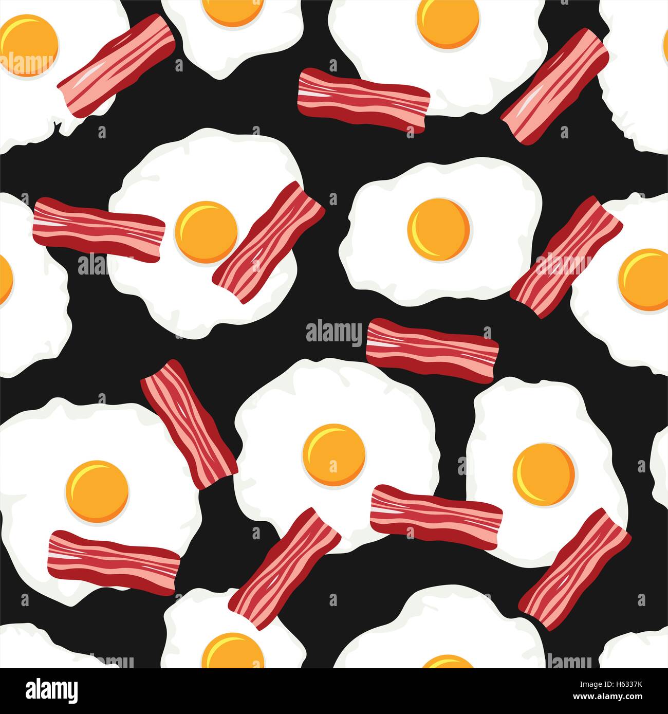 Petit-déjeuner sans vecteur avec les tranches de bacon et d'œufs au plat Illustration de Vecteur