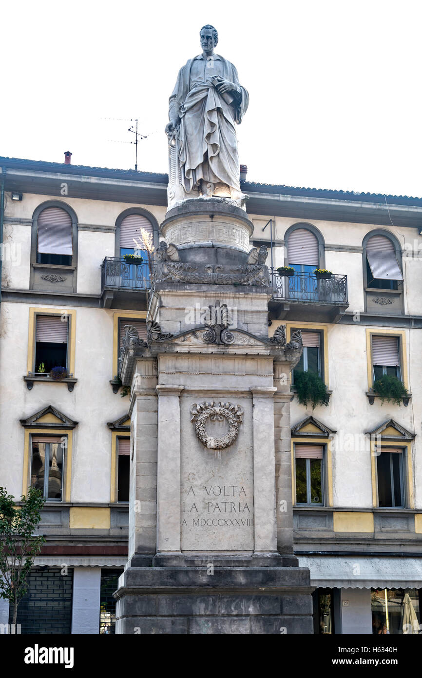 Statue de l'illustre savant Volta, Côme, fils préféré dans la ville de Côme, Italie, Europe du nord , Banque D'Images
