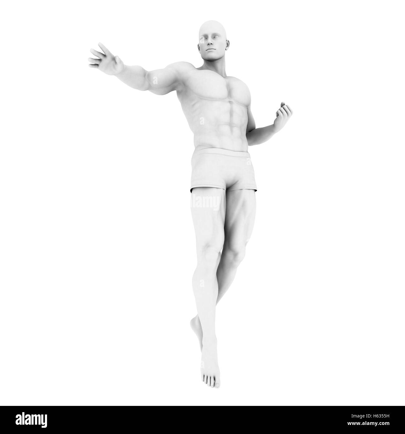 Super Héros posent avec un homme dans le rendu 3d illustration Banque D'Images