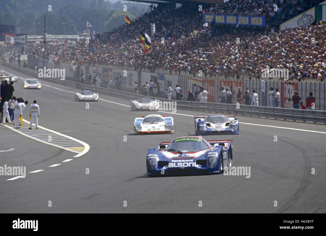 24 Heures du Mans 1989 Nissan mène Banque D'Images