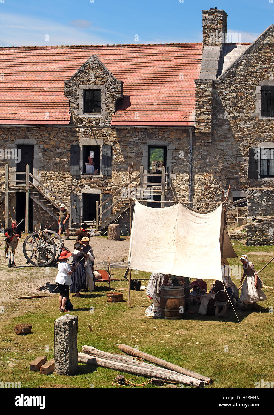 Ticonderoga, New York, USA. Le 24 juillet 2016. À l'intérieur de Fort Ticonderoga sur les rives du lac Champlain à l'été Banque D'Images