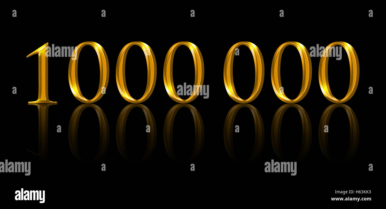 Un million. Illustration du nombre d'or sur fond noir. La figure symbolique d'être un millionnaire. Banque D'Images