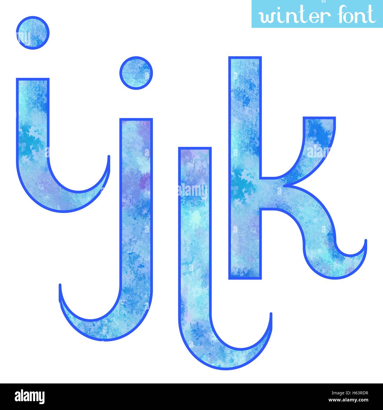 Aquarelle d'hiver font I,J,K,L Illustration de Vecteur