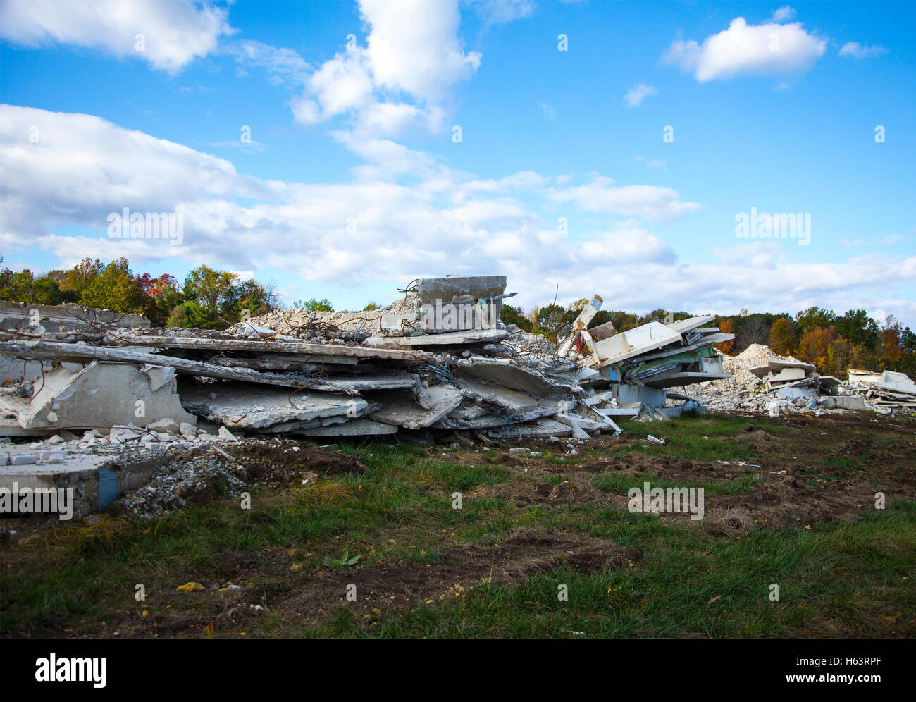 Un bâtiment démoli à Ramsey, New Jersey Banque D'Images