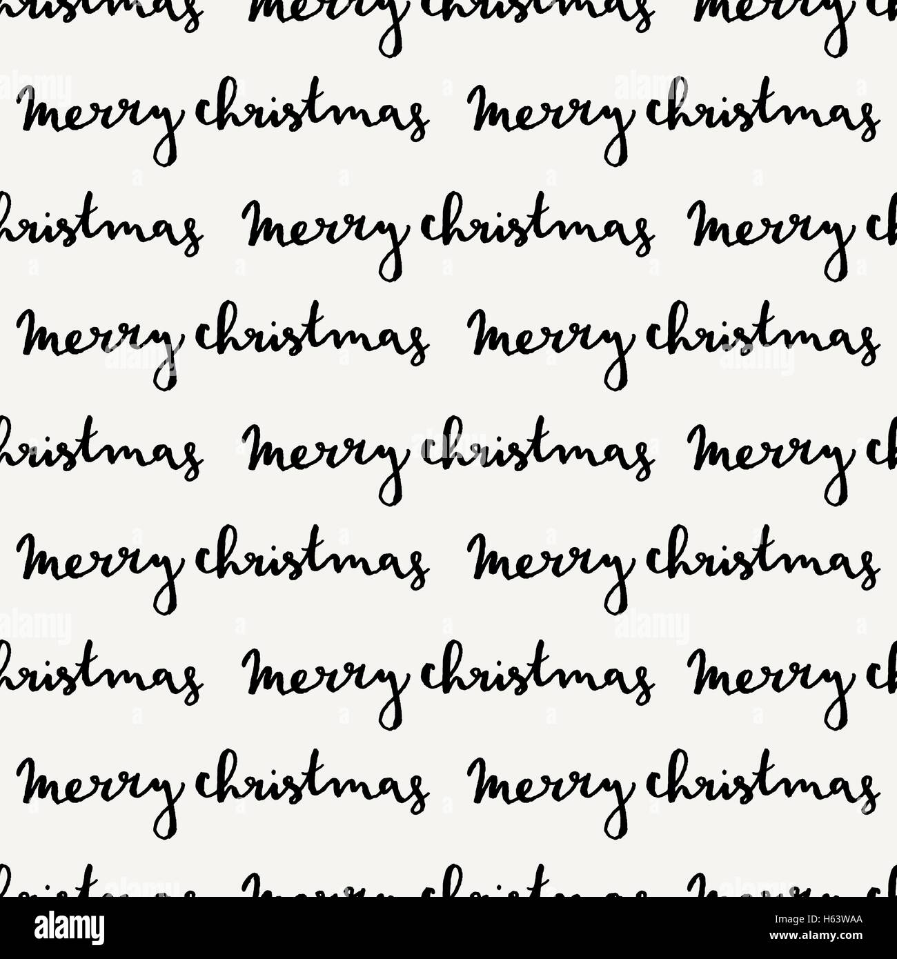 Motif répétitif sans couture main avec texte lettres 'Merry Christmas' en noir sur fond crème. Arrière-plan de fête, carrelage, gr Illustration de Vecteur