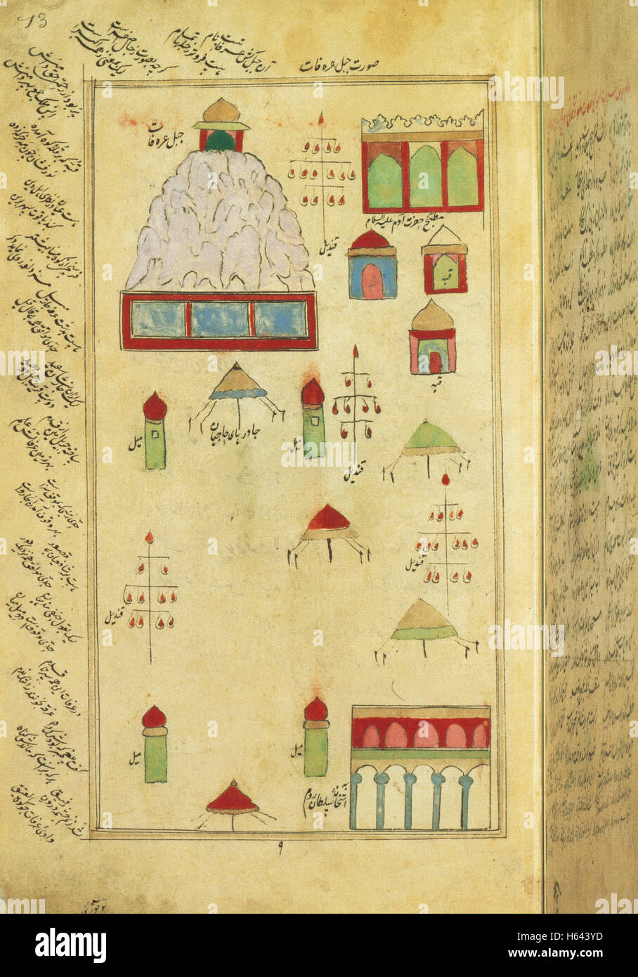 Kaaba. La Mecque. Ville sainte de l'Islam. Un manuscrit de miniature persane, 17e siècle. Bibliothèque nationale. Paris. La France. Banque D'Images