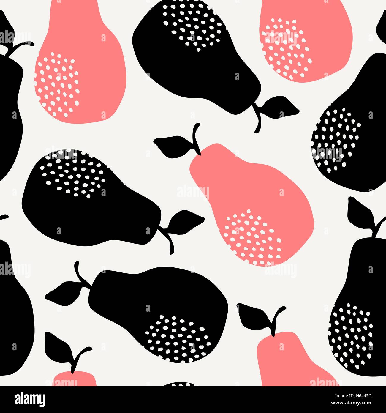 Schéma de répétition sans faille avec les poires en noir et rose sur fond crème. Textiles modernes, cartes de vœux, affiches, enrouler du papier. Illustration de Vecteur
