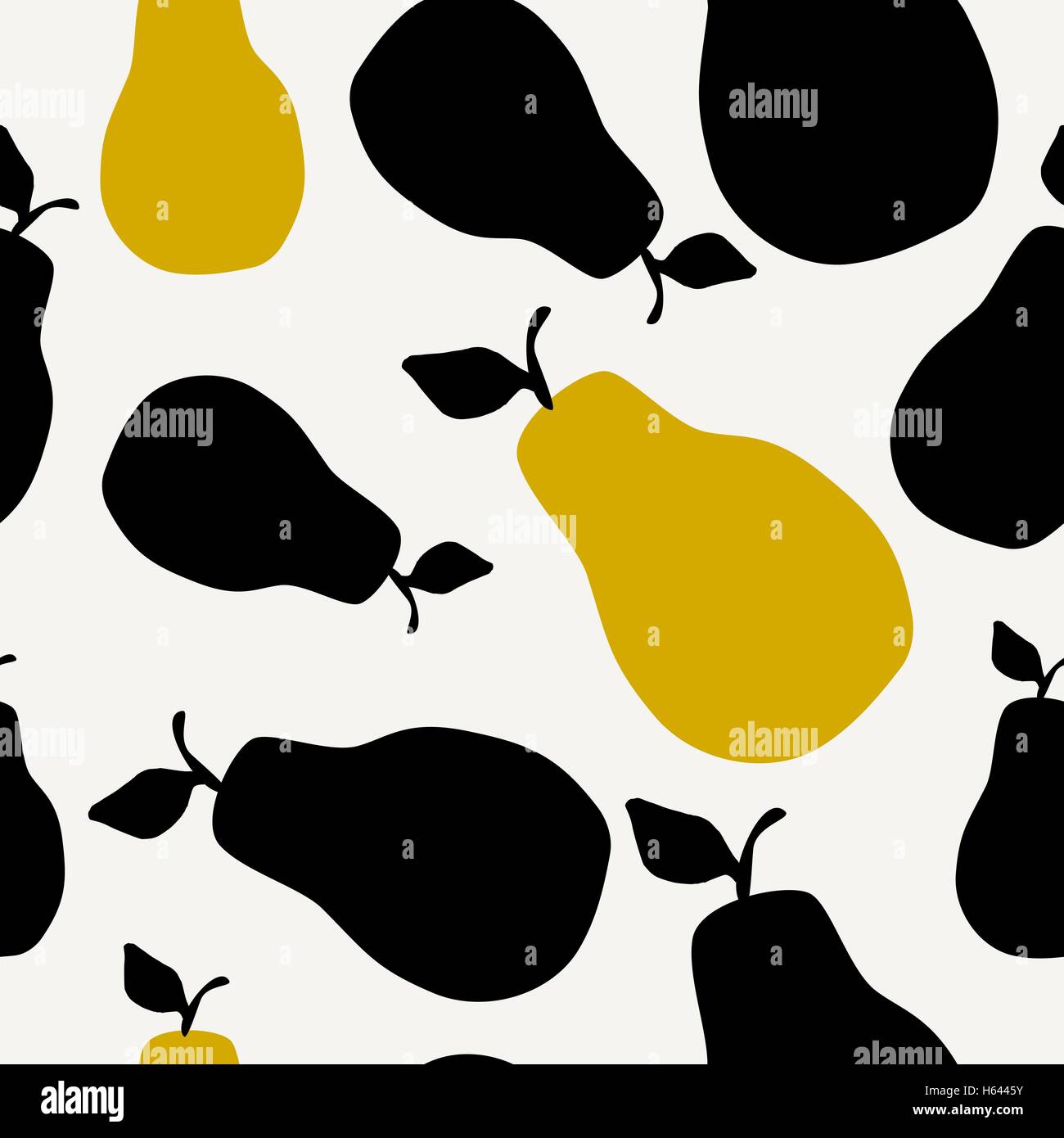 Schéma de répétition sans faille avec les poires en noir et jaune sur fond crème. Textiles modernes, cartes de vœux, affiches, enrouler du papier Illustration de Vecteur