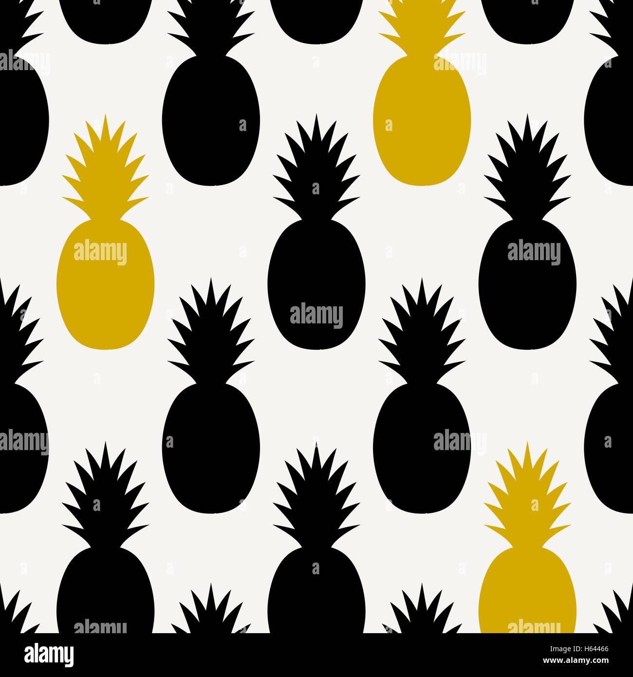 Motif répétitif sans couture avec l'ananas en noir et jaune sur fond crème. Textiles modernes, cartes de vœux, affiches, d'enrubannage. Illustration de Vecteur