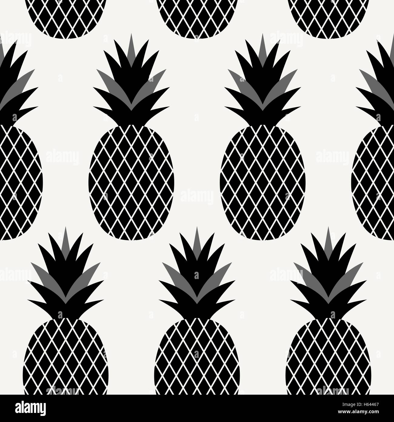 Motif répétitif sans couture avec l'ananas en noir sur fond crème. Textiles modernes, cartes de vœux, affiches, papier d'emballage d Illustration de Vecteur
