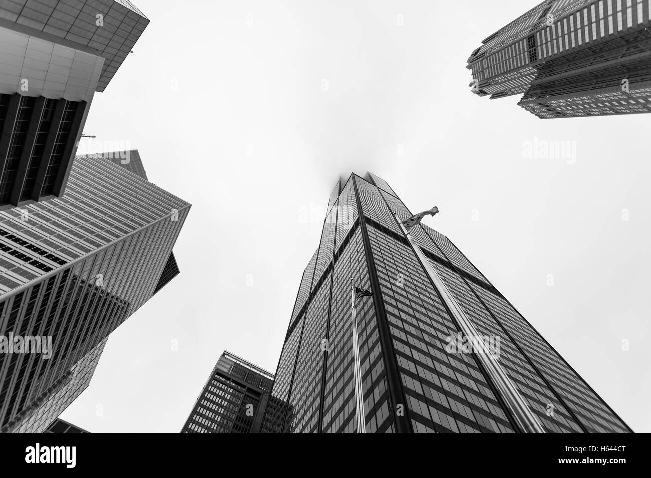 Chicago, USA. Mai 2015. Vue de la Willis Tower sur une journée nuageuse. Banque D'Images