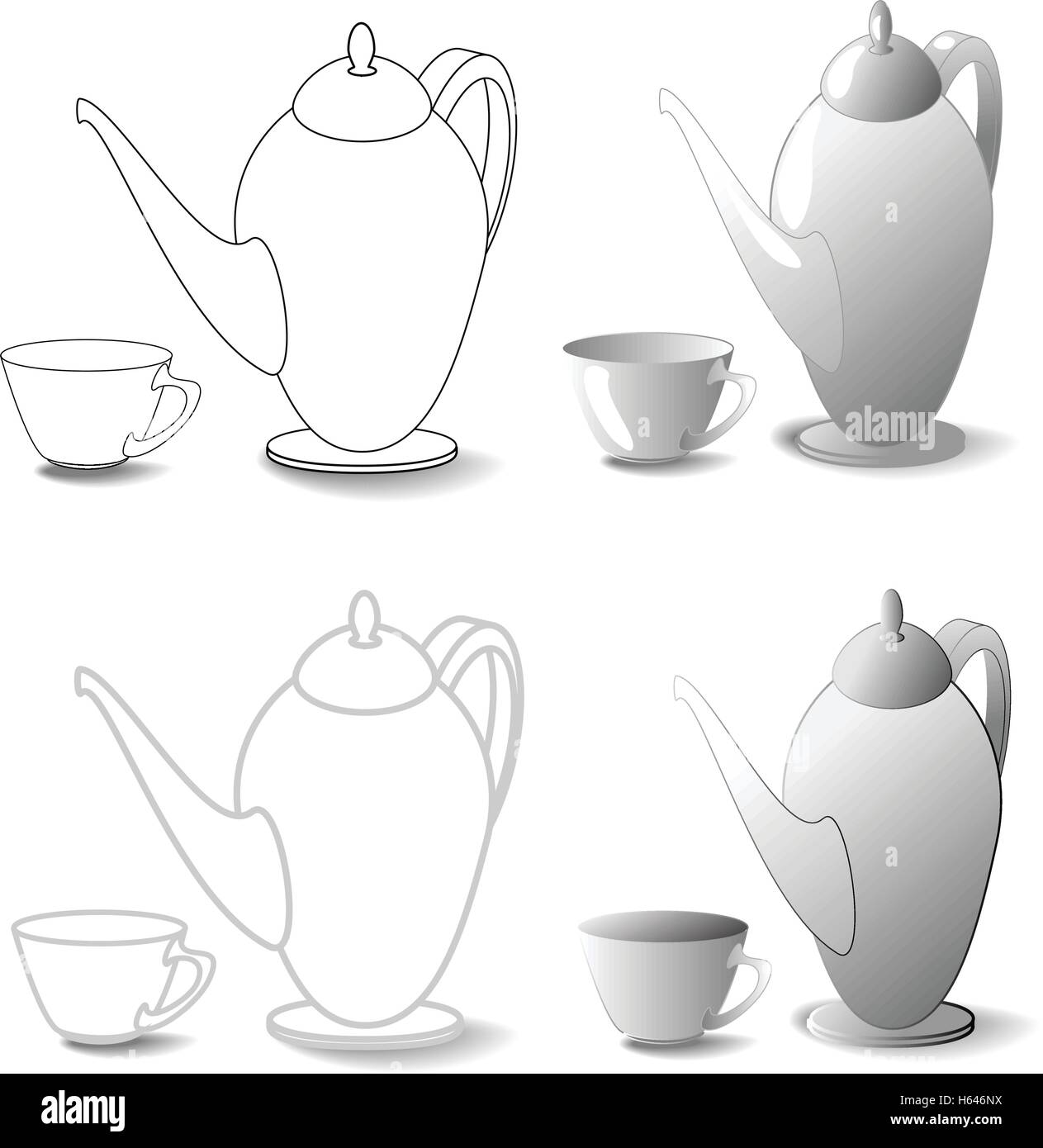 Cafetière et tasse isolée Illustration de Vecteur