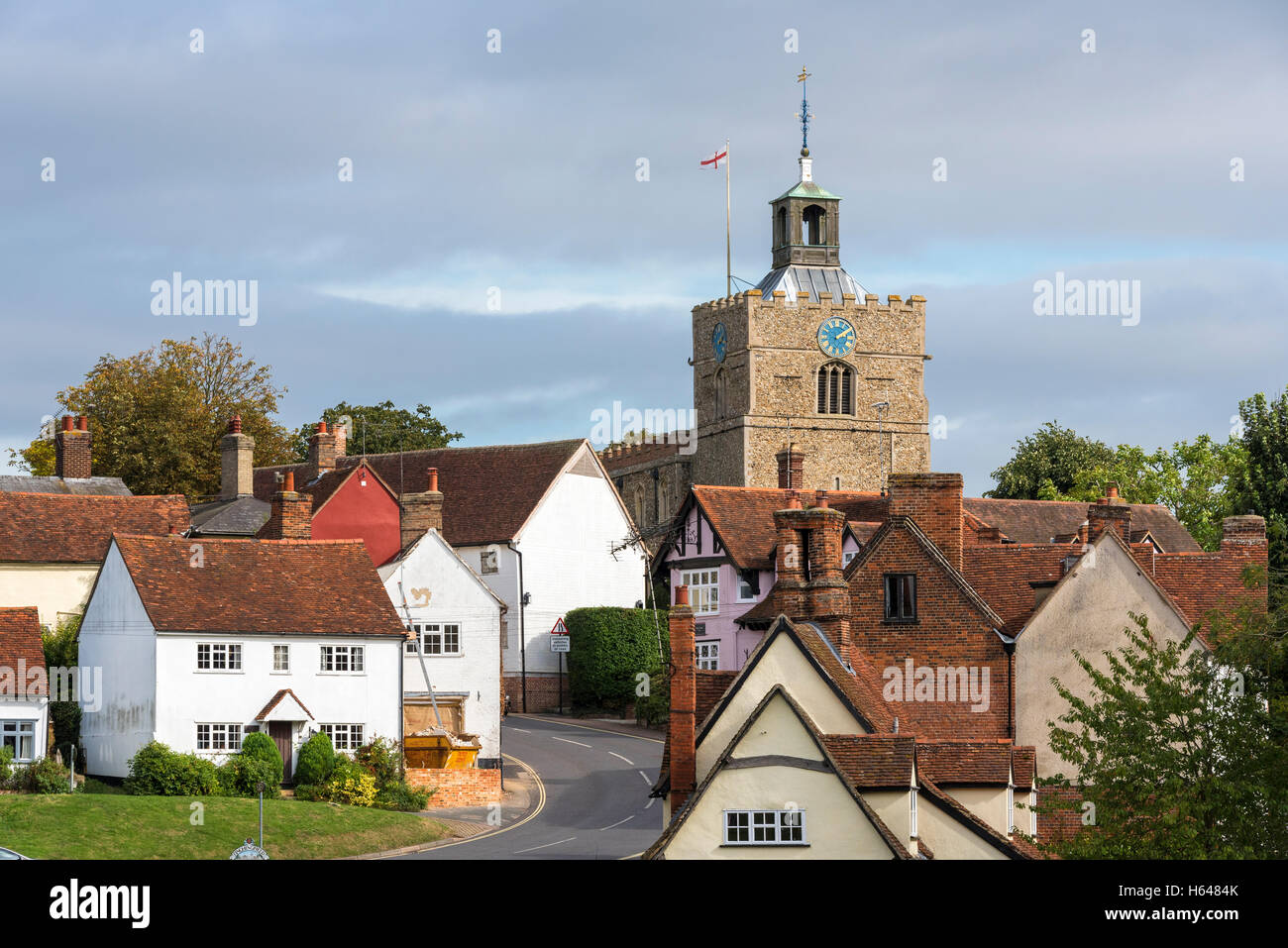 Image carte postale vue du village anglais angleterre Essex 2016 Finchingfield Banque D'Images