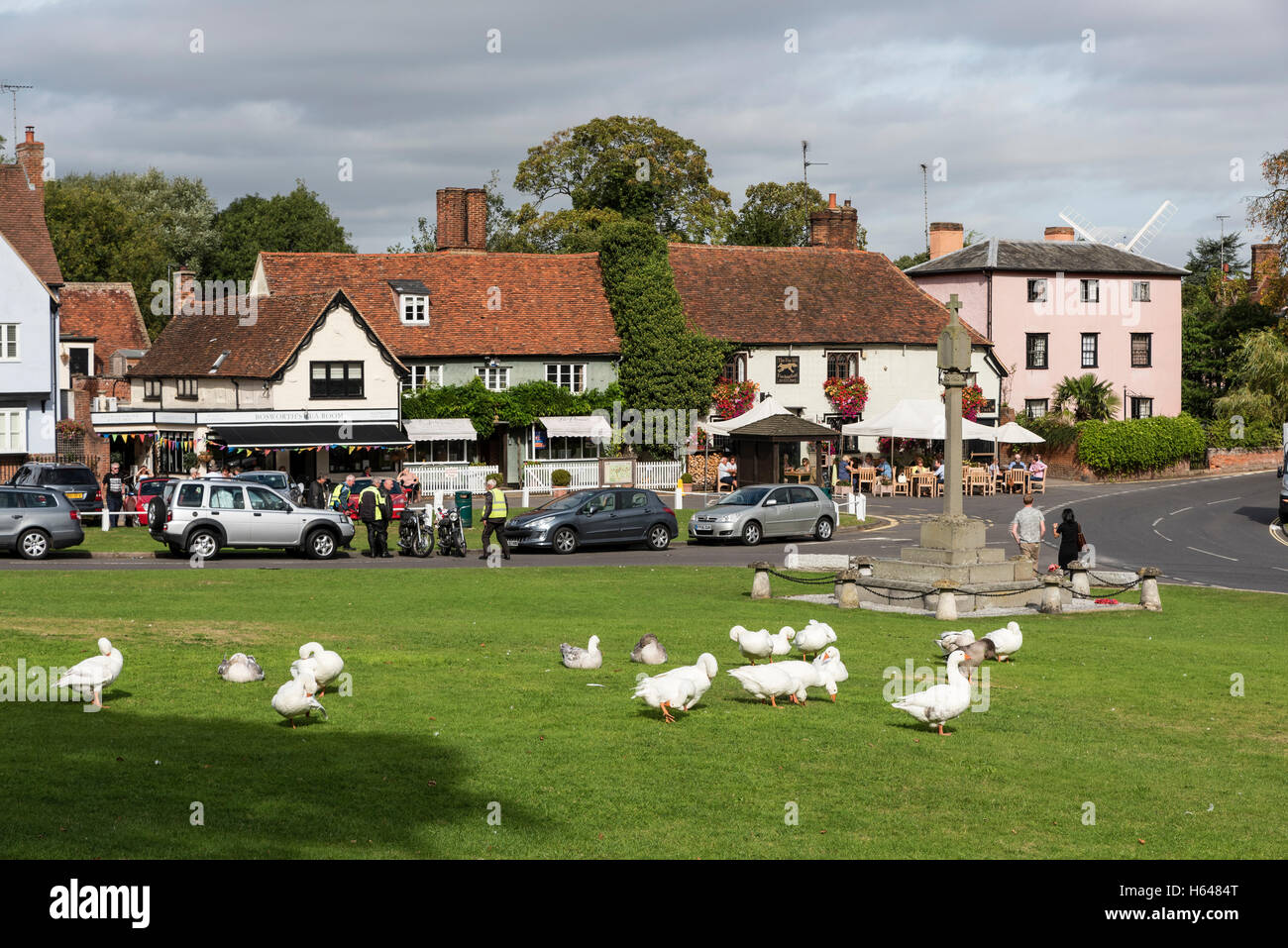 Le village anglais de carte postale vue sur le vert Finchingfield Essex Angleterre 2016 Banque D'Images