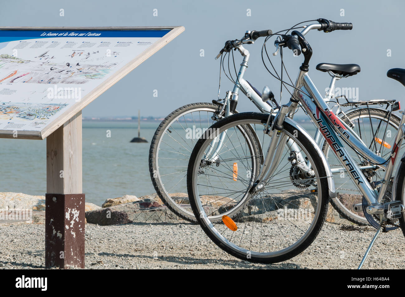 Noirmoutier, France - le 17 mars 2016 : les vélos à l'arrêt par la mer sur  un point touristique pendant les vacances sur l'île de Noirmouti Photo  Stock - Alamy