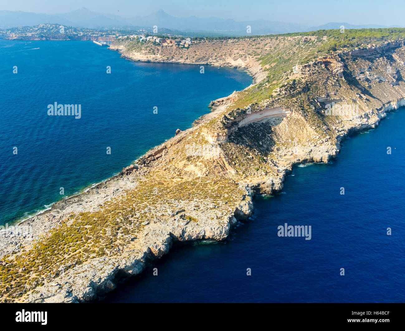 Espagne, Majorque, Palma de Mallorca, vue aérienne, Cala Rafeubetx Banque D'Images