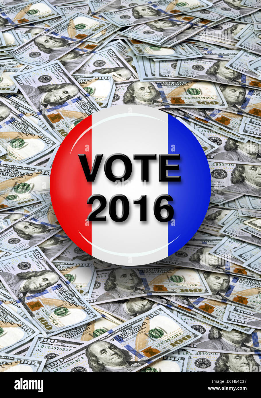 2016 Vote avec de l'argent pour tous. Banque D'Images