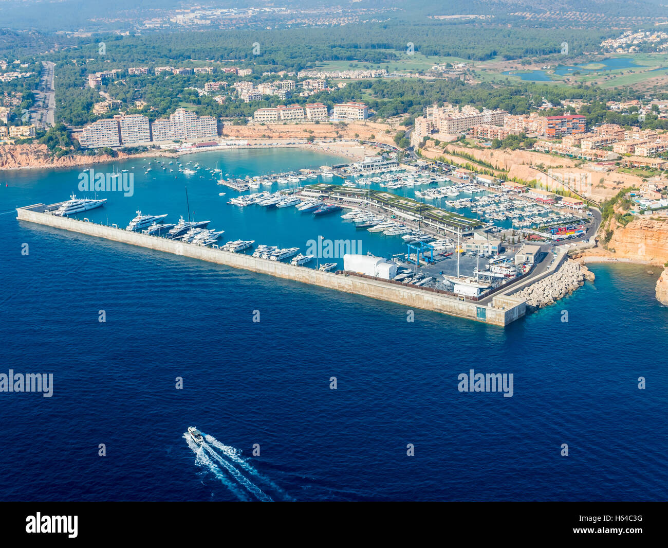 Espagne, Majorque, Palma de Mallorca, vue aérienne, Marina, Port Adriano Banque D'Images