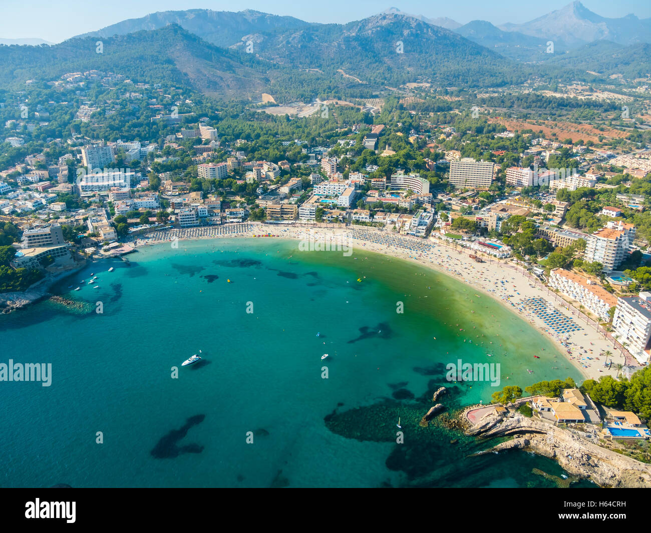 Espagne, Majorque, vue aérienne de la baie de Peguera Banque D'Images