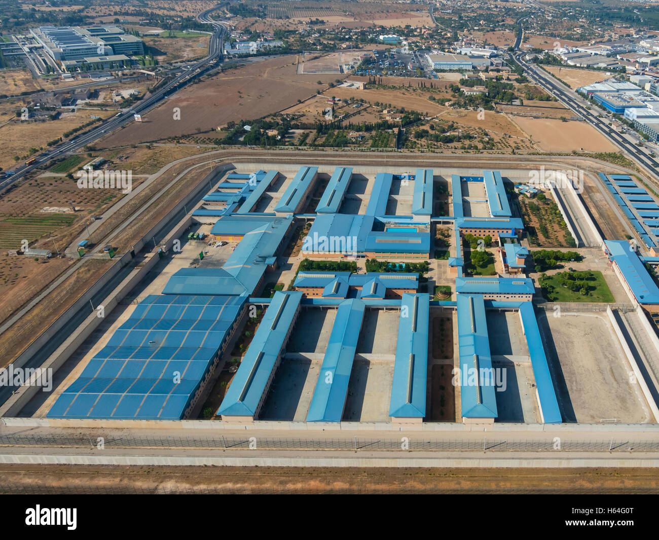 Espagne, Majorque, Palma de Mallorca, vue aérienne de la prison Banque D'Images
