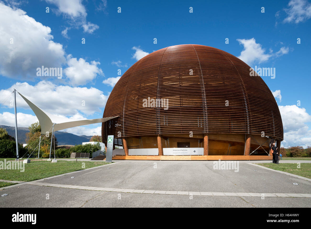 Globe de la science et de l'innovation, le Centre de recherches du CERN, Meyrin, Suisse Banque D'Images