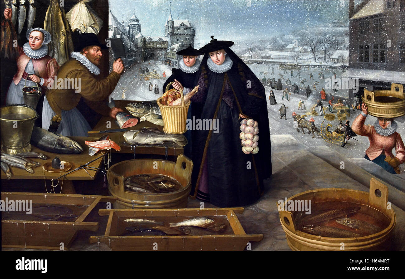 L'hiver 1595 Lucas van Valckenborch ou Lucas van Valckenborch l'Aîné Leuven 1535 - Frankfurt am Main 1597 peintre flamand, surtout connu pour ses paysages. Belgique belge Banque D'Images