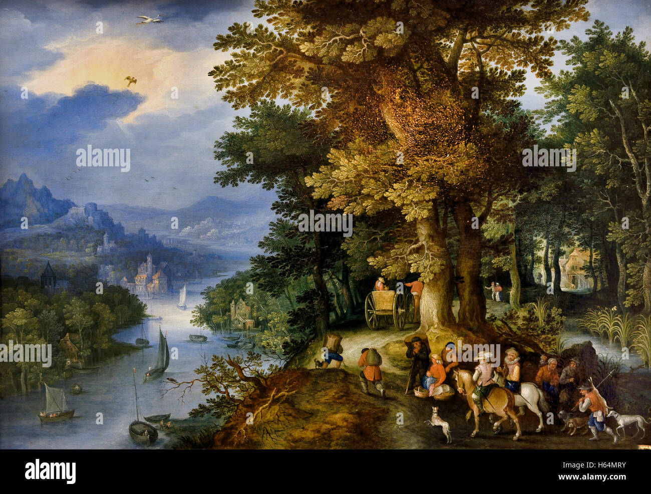 Retour de la chasse par Jan Brueghel - Bruegel l'ancien (1568-1625) Belgique belge flamande Banque D'Images