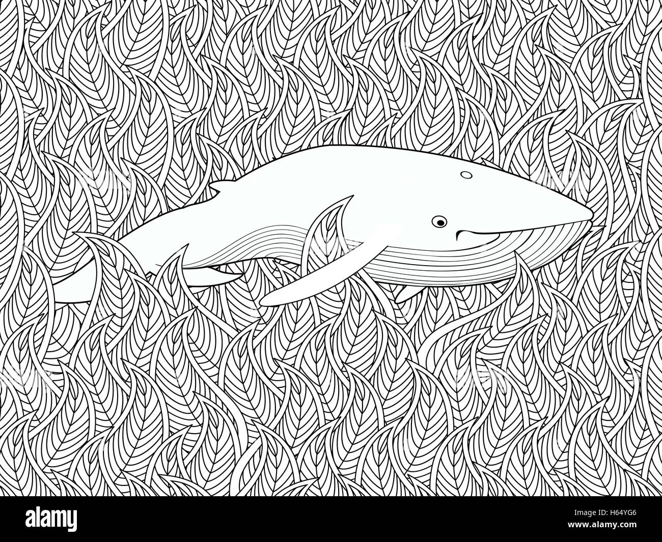 Coloriage avec baleine dans la mer de fleurs. Illustration de Vecteur Coloriage avec baleine dans la mer de fleurs. Illustration de Vecteur