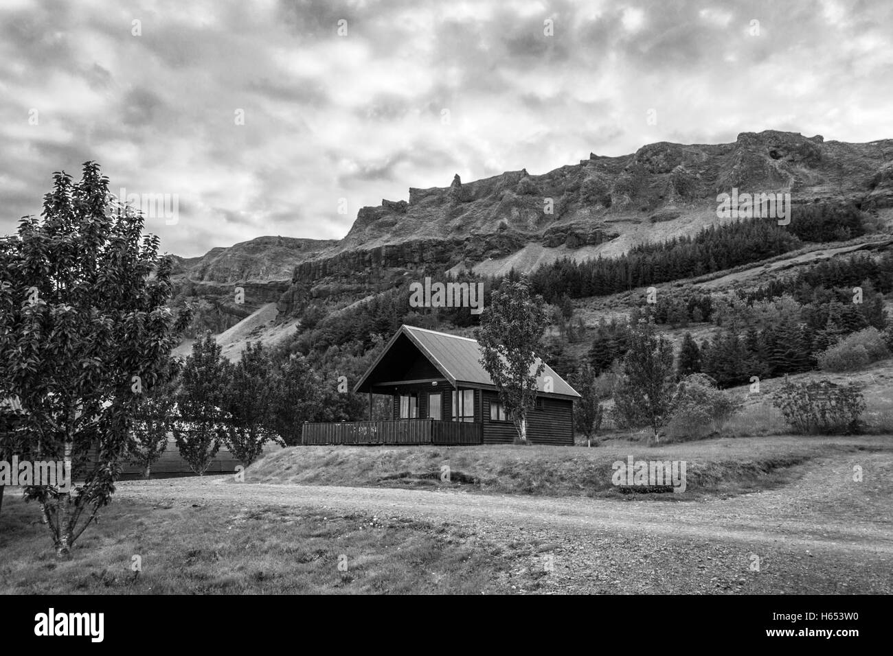 Cabanes en bois en Islande Banque D'Images