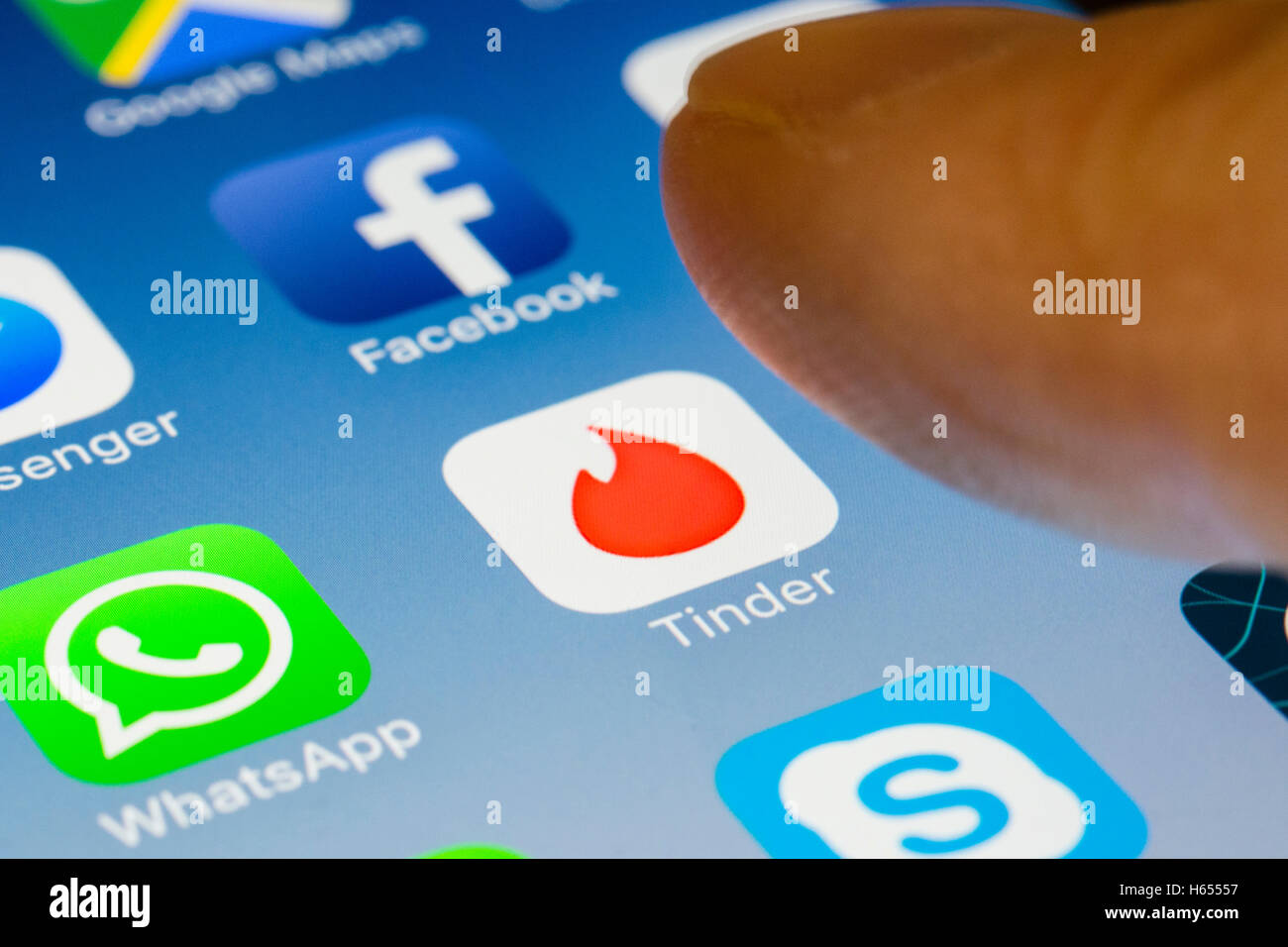 L'Amadou online dating app close up sur l'écran du téléphone intelligent iPhone Banque D'Images