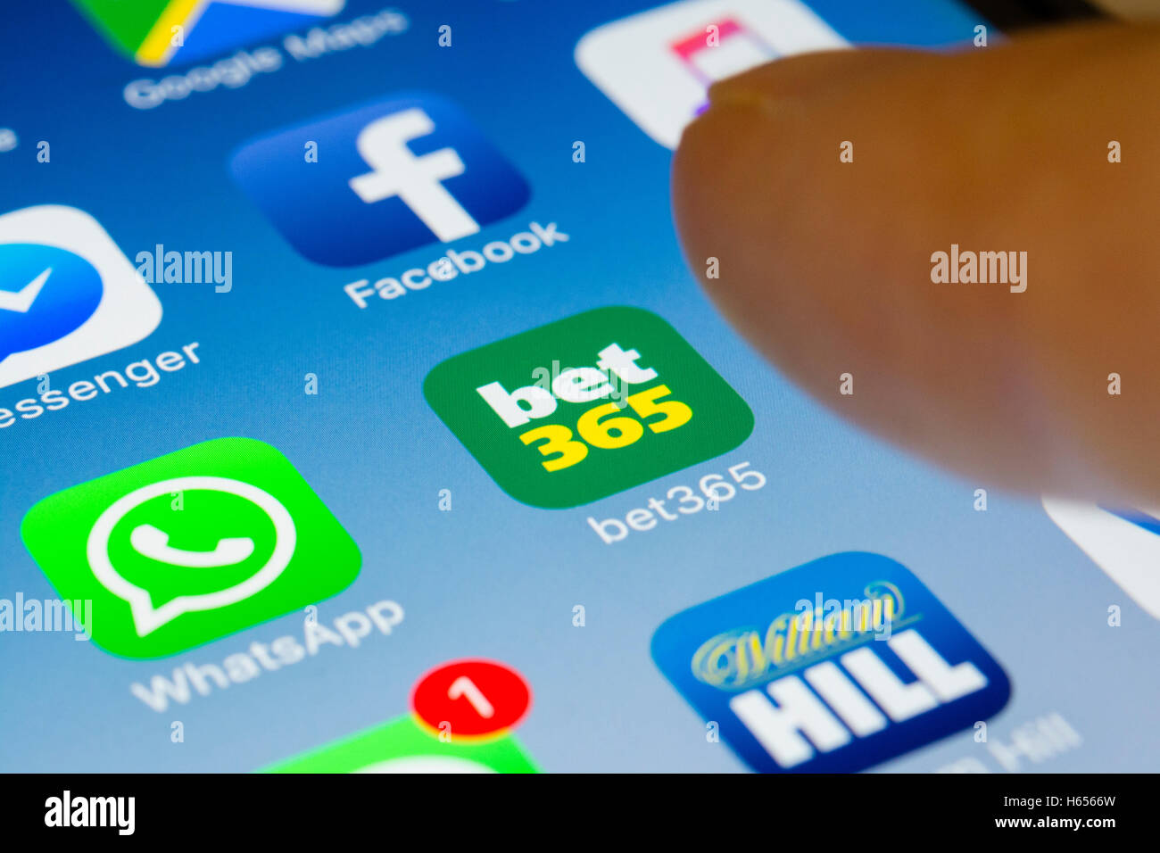 Bet 365 app paris en ligne zoom sur l'écran du téléphone intelligent iPhone Banque D'Images