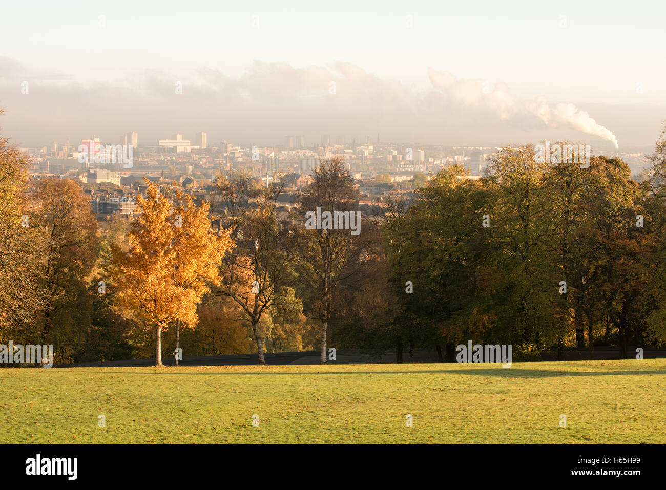 Glasgow, Ecosse, Royaume-Uni. 25 octobre, 2016. Météo France : le centre-ville de Glasgow à l'automne, la lumière du soleil vu de Queen's Park. Crédit : Tony Clerkson/Alamy Live News Banque D'Images