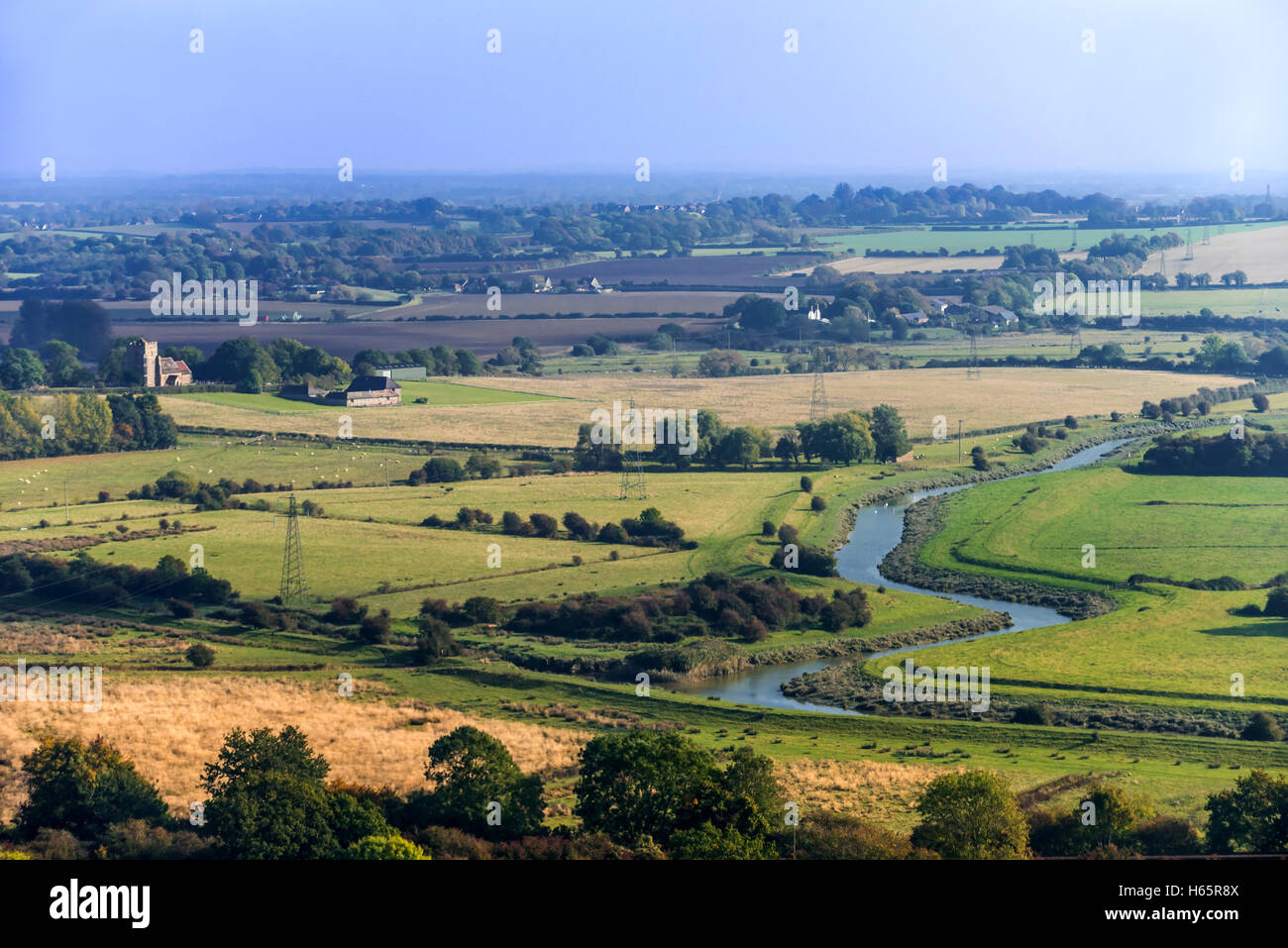 La vallée de la rivière Ouse et à Hamsey et Offham, près de Lewes dans l'East Sussex. Banque D'Images