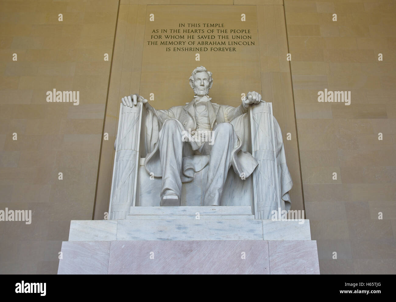 Washington DC, USA. Statue d'Abraham Lincoln dans le Lincoln Memorial. Banque D'Images