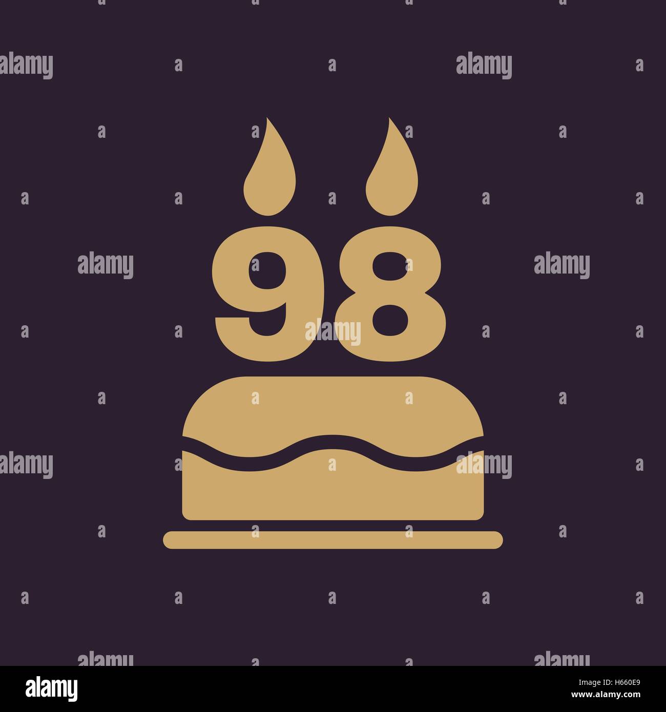 Le gâteau d'anniversaire avec des bougies sous la forme de l'icône numéro 98. Symbole d'anniversaire. Télévision Illustration de Vecteur