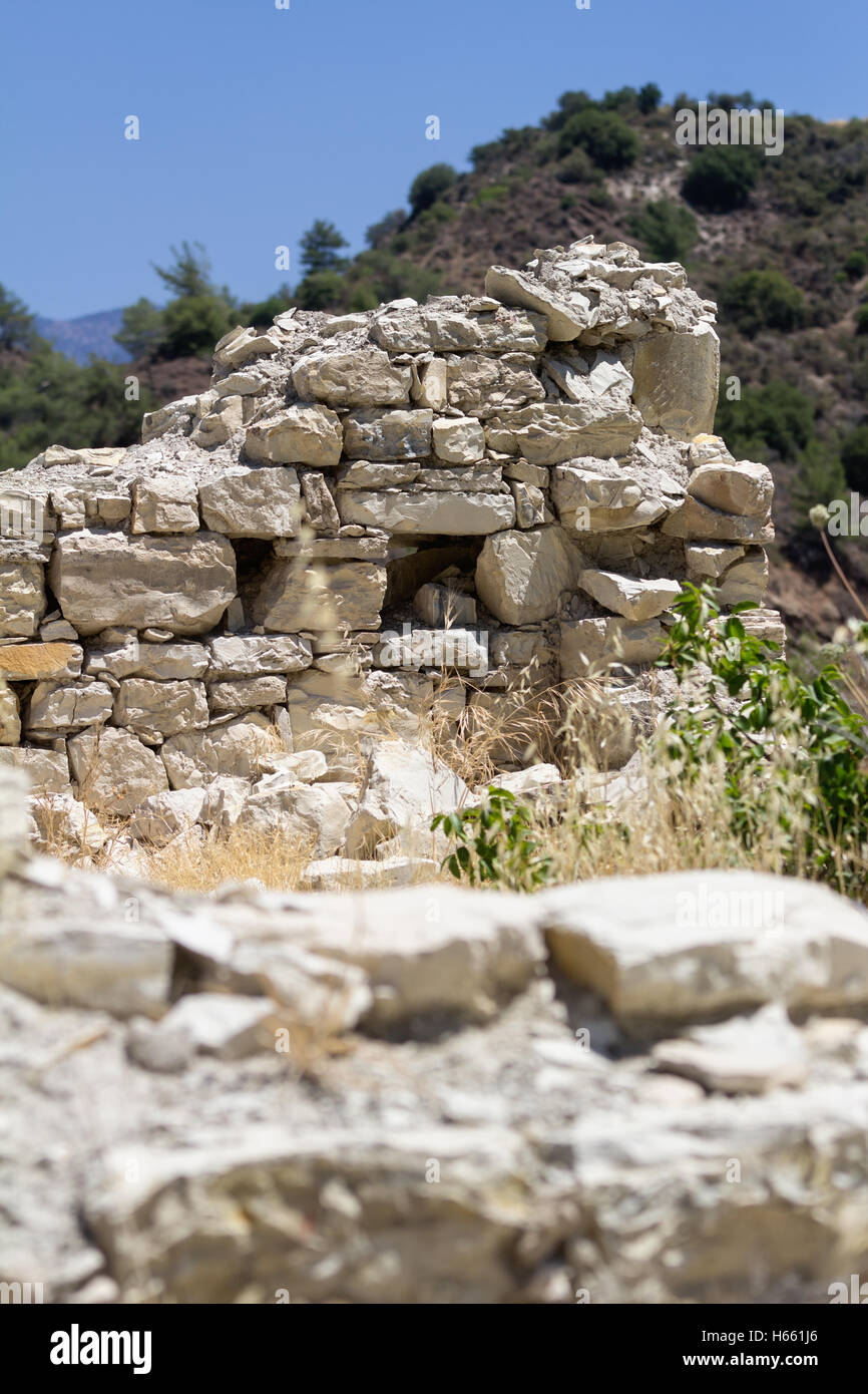 Ruines de l'ancien quartier grec maisons, Paphos, Chypre, faible profondeur de champ. Banque D'Images