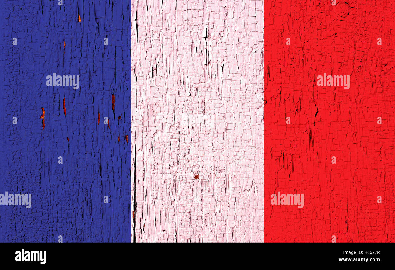 Pavillon de la France sur la pelée, texturés, de surface de la peinture Banque D'Images